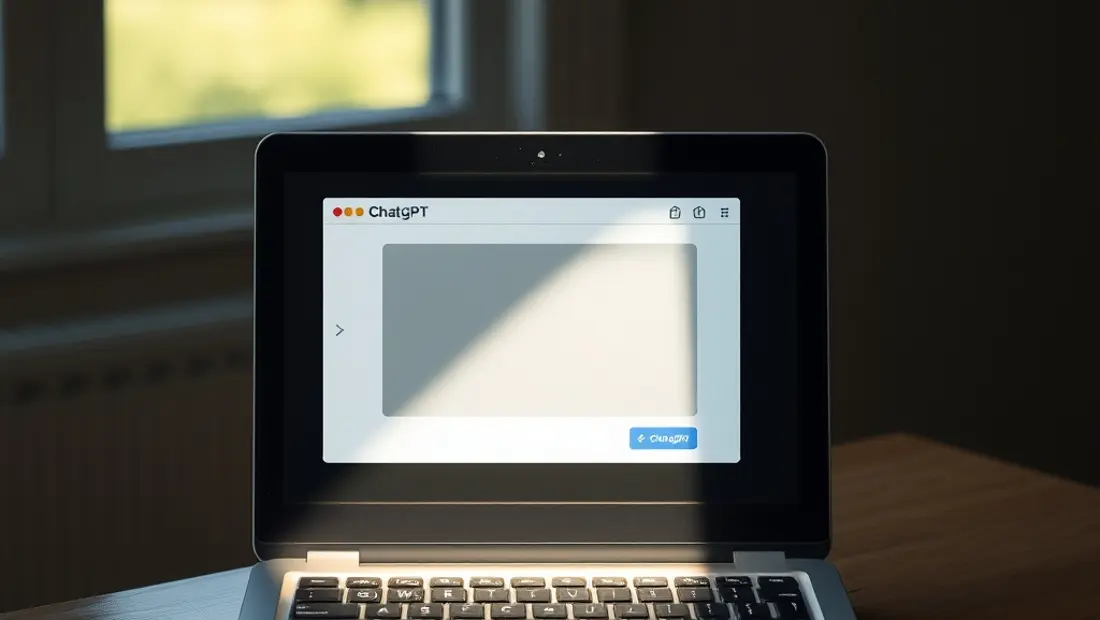 Un ordinateur portable avec une image générée en arrière-plan.