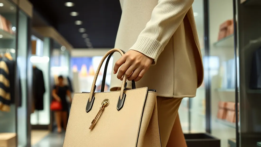 Femme tenant un sac à main dans un magasin de luxe