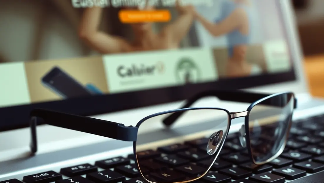 Lunettes de sécurité sur clavier d'ordinateur.