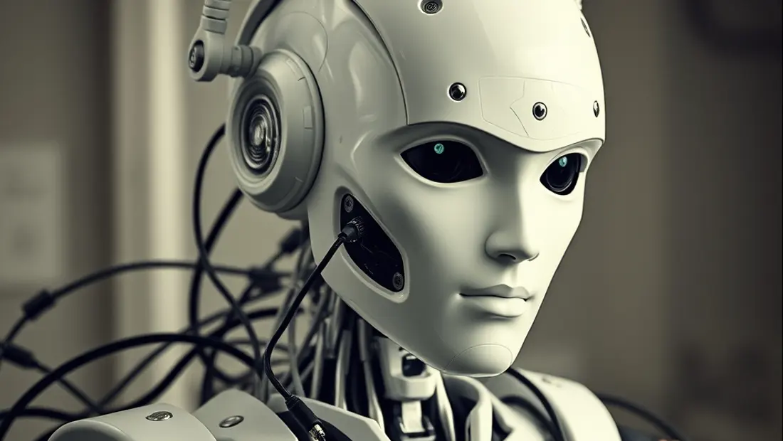 Un robot humanoïde avec des capteurs et des antennes.