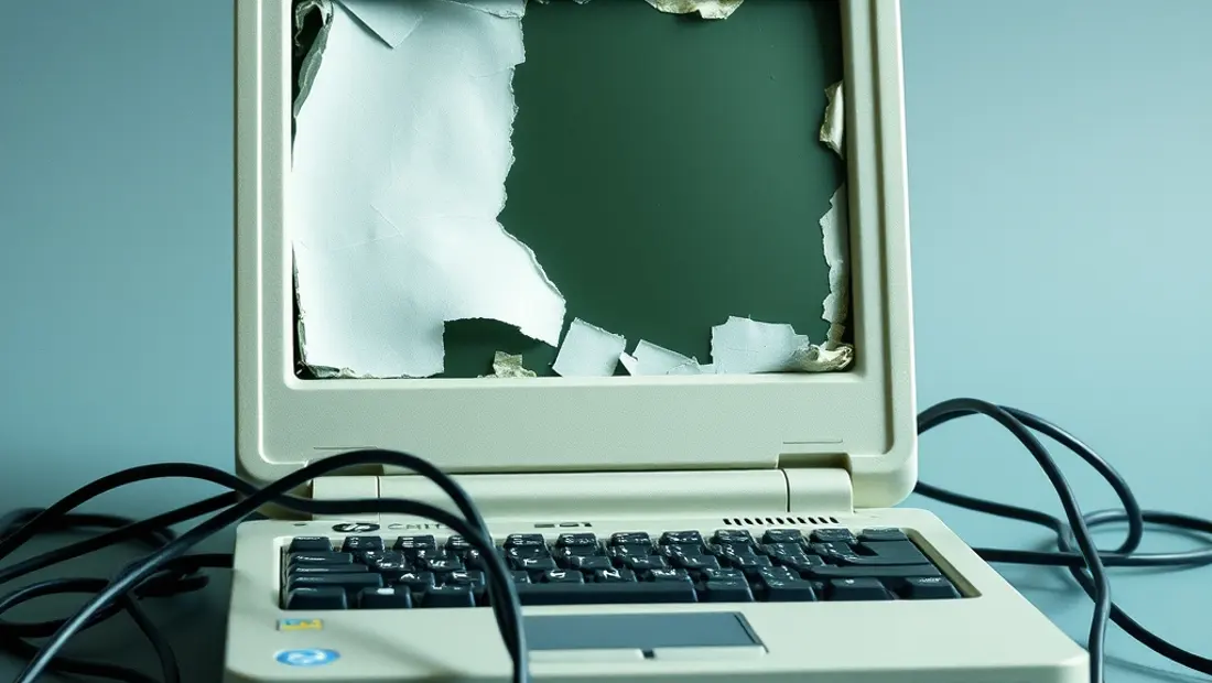 Ordinateur portable endommagé par une attaque informatique