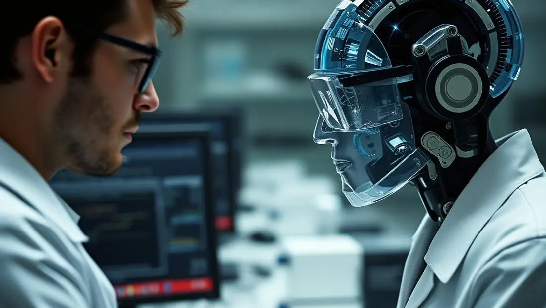 Intelligence artificielle dans un laboratoire de recherche.