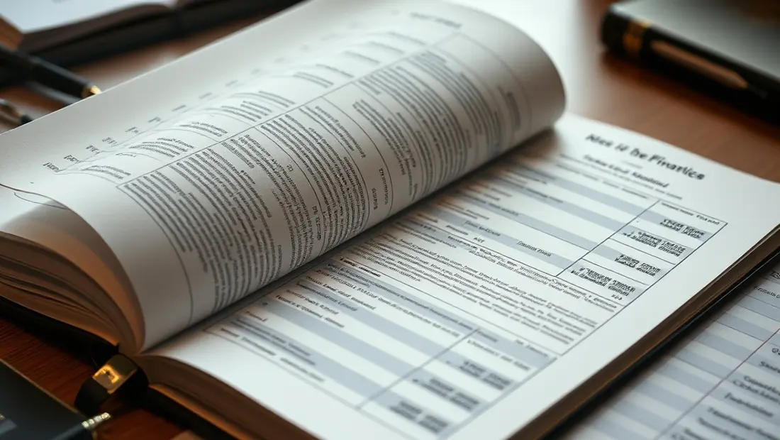 Documents financiers et comptables sur un bureau.