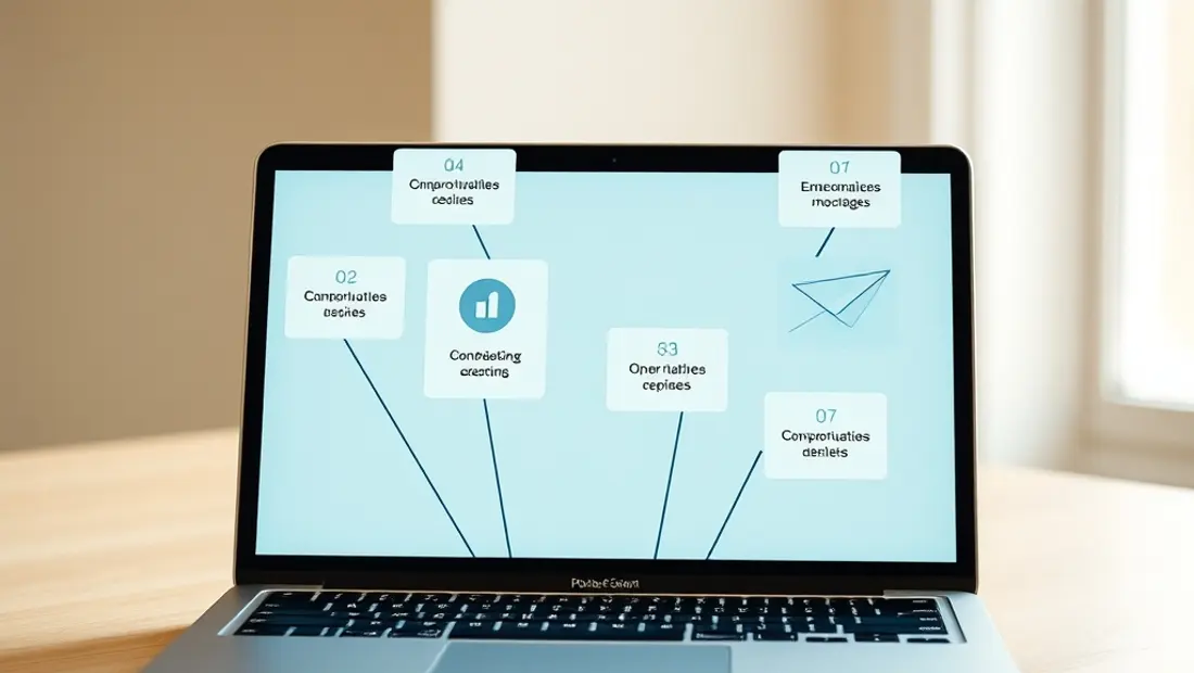 Un ordinateur portable avec des onglets de marketing en ligne