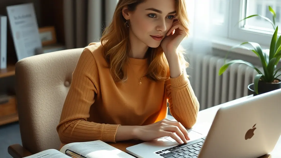 Femme travaillant à son ordinateur.