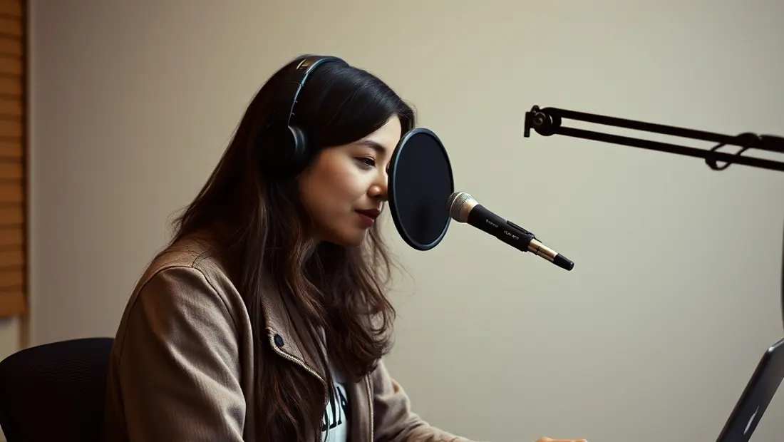 Une personne en train de créer un podcast.